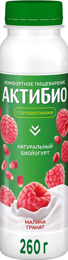 Биойогурт Данон АктиБио малина-гранат 1,5%бут 260г без змж