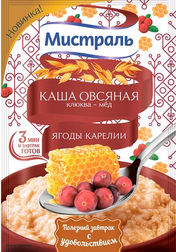 Каша Мистраль овсяная клюква-мед 40г