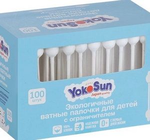 Палочки ватные Yokosun с ограничителем к/у 100шт