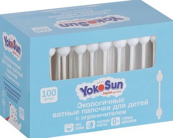 Палочки ватные Yokosun с ограничителем к/у 100шт