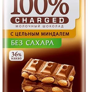 Шоколад Победа Чаржед молочный цельный миндаль б/сахара 90г