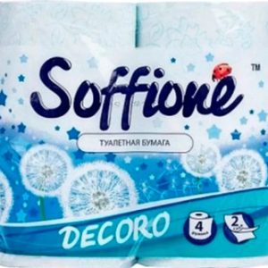 Бумага туалетная Soffione Decoro Blue 2-хсл 4шт