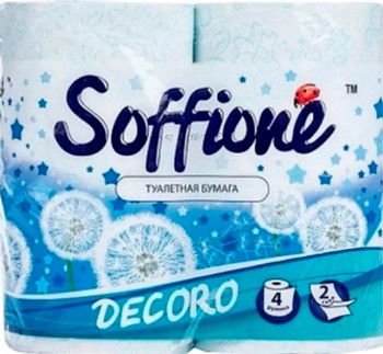 Бумага туалетная Soffione Decoro Blue 2-хсл 4шт