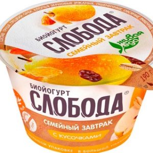 Биойогурт Слобода Семейный завтрак груша/злаки/лен/орех 6% 190г без змж