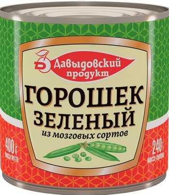 Горошек Давыдовский продукт зеленый из мозговых сортов в/с ГОСТ ж/б 400г/425мл