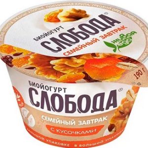 Биойогурт Слобода Семейный завтрак гранола/изюм 5% 190г без змж
