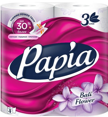 Бумага туалетная Papia Бали 3-хсл 4шт