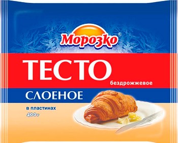 Тесто Морозко слоеное бездрожжевое 400г