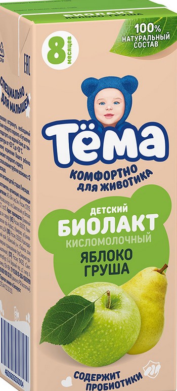 Биолакт Тема яблоко груша детский 3% TBA slim 206г без змж