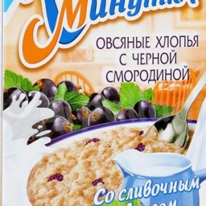 Хлопья Кашка Минутка овсяные с черной смородиной со сливочным вкусом к/у 5*43г/215г