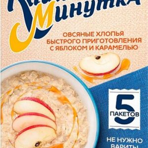 Хлопья Кашка Минутка овсяные с яблоком и карамелью к/у 5*37г/185г