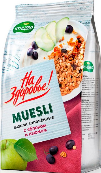 Мюсли Кунцево На Здоровье! запеченные с яблоком и изюмом м/у 300г