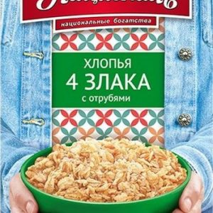 Хлопья Националь 4 злака мелкие с пшеничными отрубями к/у 400г