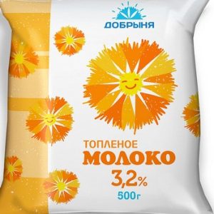 Молоко Добрыня топленое п/э 3,2% 500г без змж