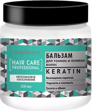 Бальзам д/волос Compliment Keratin д/тонк и ломких волос 500мл