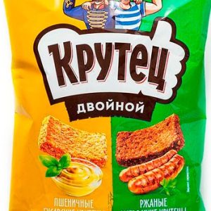 Гренки Крутец Двойной пшен горчица и ржан баварские колбаски м/у 100г