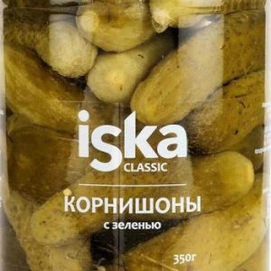 Корнишоны Iska с зеленью твист 350г