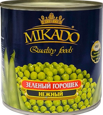 Горошек Mikado зеленый нежный ж/б 380г/425мл