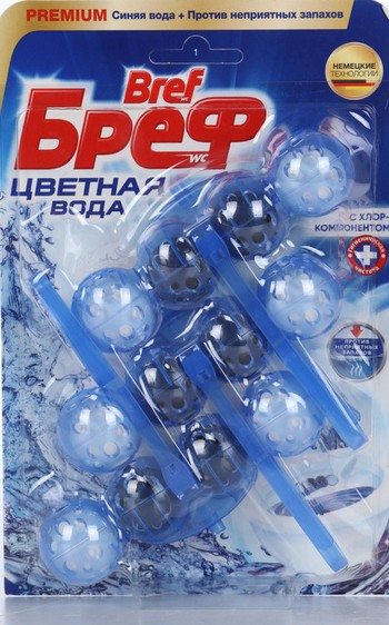 Блок д/унитаза Bref Колор Актив с хлор-компонентом 3х50г