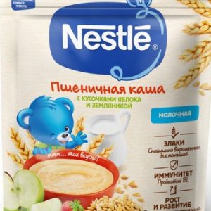 Каша Nestle с/м пшеничная с кус яблока и земляники 8+ м/у 200г