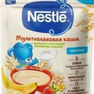 Каша Nestle с/м мультизлаковая с бананом и кус земляники садовой 8+ м/у 200г