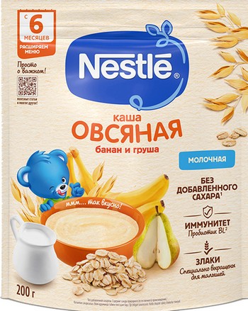 Каша Nestle с/м овсяная груша-банан 6+ м/у 200г