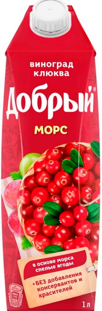 Морс Добрый виноград клюква т/п 1л