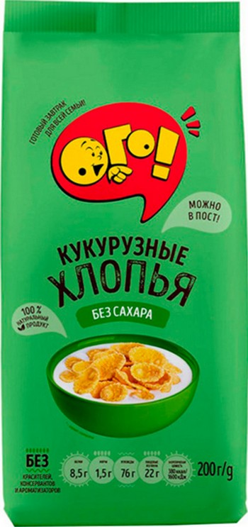 Хлопья Ого! кукурузные б/сахара м/у 200г