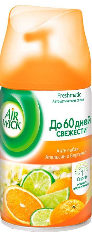 Освежитель воздуха Air wick Антитабак Апельсин и Бергамот смен балон 250мл