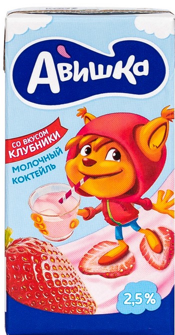 Коктейль молочный Авишка со вкусом клубники 2,5% 200г без змж