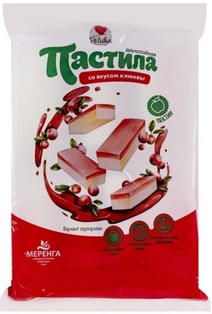 Пастила Меренга Двухслойная со вкусом клюквы 220г