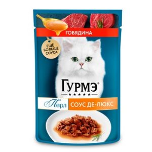 Корм д/кот Gourmet Perle говядина соус де-люкс м/у 75г