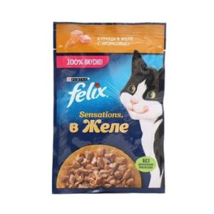 Корм д/кот Felix Sensations курица с морковью желе м/у 75г