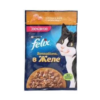 Корм д/кот Felix Sensations курица с морковью желе м/у 75г