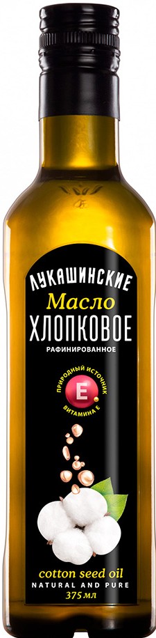Масло Лукашинские Хлопковое рафинированное ст/б 375мл
