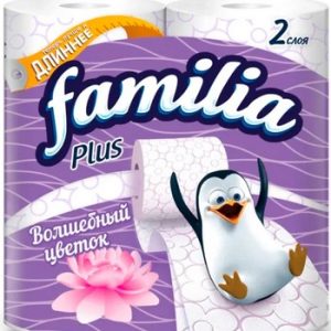 Бумага туалетная Familia Plus волшебный цветок 2-хсл 4шт