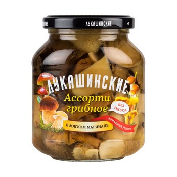 Грибы Лукашинские Ассорти маринованные ст/б 340г