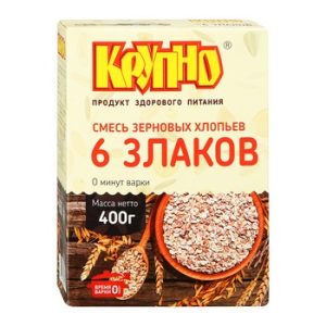 Смесь зерновых хлопьев Крупно 6 злаков к/у 400г