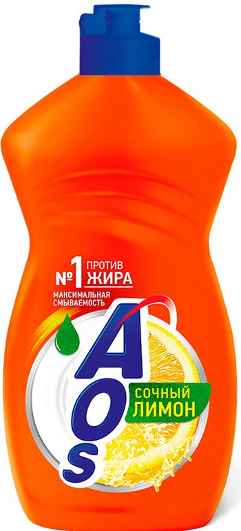Средство д/мытья посуды AOS лимон 450г