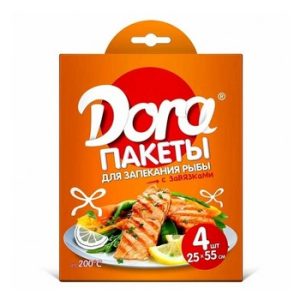 Пакеты д/запекания Dora д/рыбы с завязками 25х55см 4шт