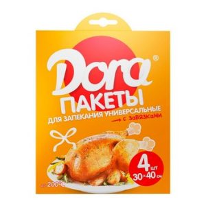 Пакеты д/запекания Dora универсальные с завязками 30х40см 4шт
