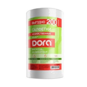 Салфетки Dora хозяйственные вискоза белые рулон 20х25см 200шт