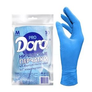 Перчатки Dora Pro универсальные нитриловые не опудр голубые 10шт р.М