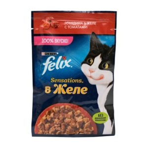 Корм д/кот Felix Sensations говядина-томат желе м/у 75г