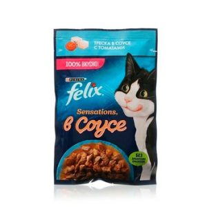Корм д/кот Felix Sensations треска-томат в соусе м/у 75г