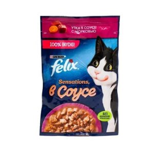 Корм д/кот Felix Sensations утка-морковь в соусе м/у 75г