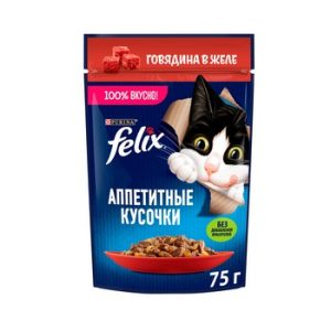 Корм д/кот Felix Аппетитные кусочки говядина желе м/у 75г