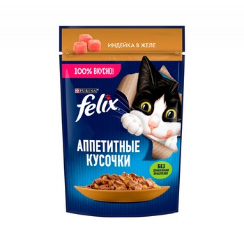Корм д/кот Felix Аппетитные кусочки индейка желе м/у 75г