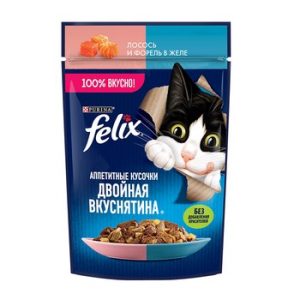 Корм д/кот Felix Двойная вкуснятина лосось-форель желе м/у 75г