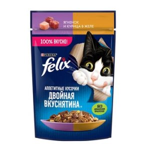Корм д/кот Felix Двойная вкуснятина ягненок-курица желе м/у 75г